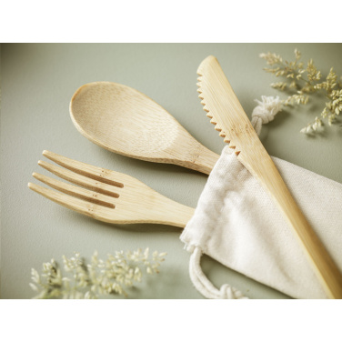 Logo trade promotional gifts image of: Bambu Cutlery Set